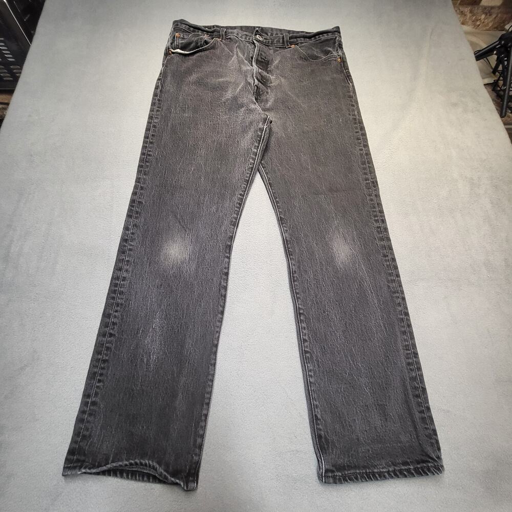 Levis 501 Jeans Mens 36x29 Black 93 Premium Straight Leg Distressed Denim